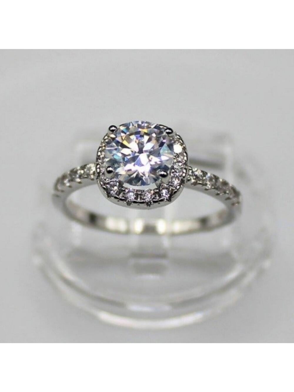Elegant 925  Sterling Silver Moissanite  Engagement Wedding Ring Size 6